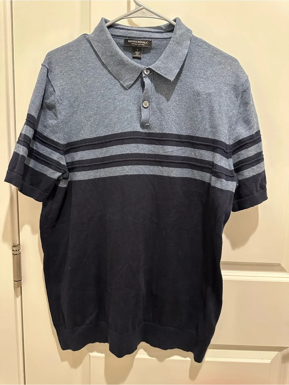 Banana Republic Men’s Blue Two-Tone Striped Polo